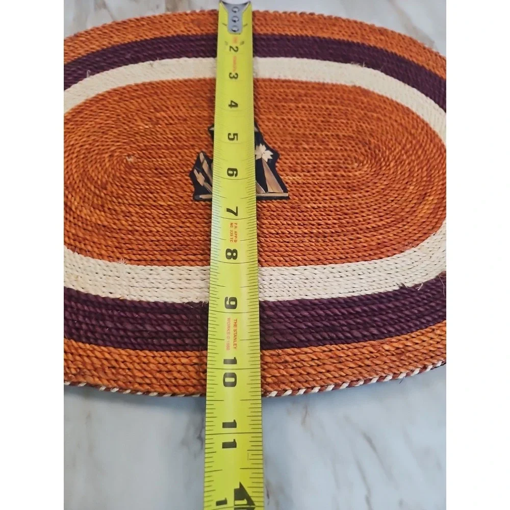 Vintage Boho Handmade Straw Woven Placemats Mexico Burnt Orange Decor